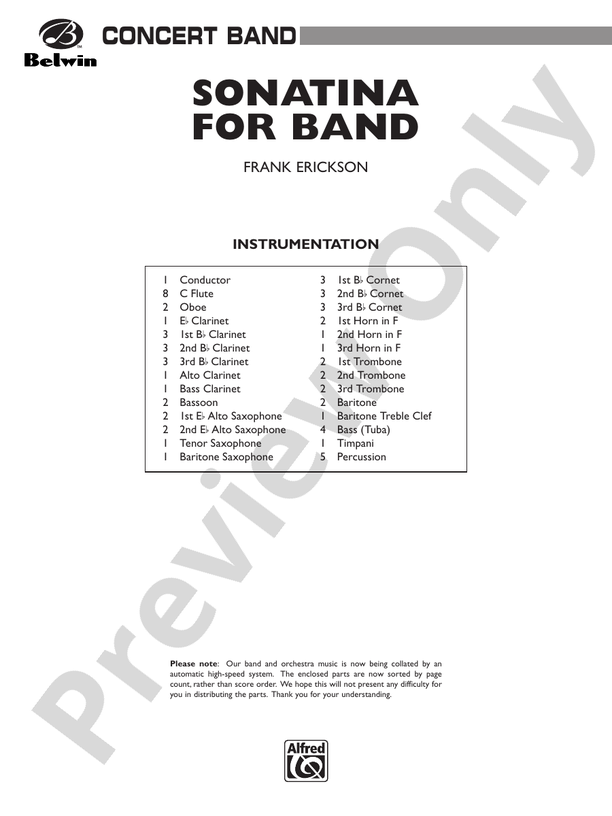 Sonatina for Band - Concert Band Conductor Score & Parts (Digital Download)