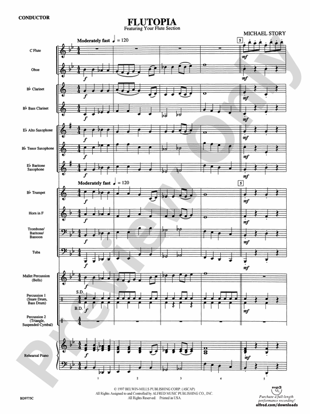 Flutopia (featuring your Flute Section) - Concert Band Conductor Score & Parts (Digital Download)