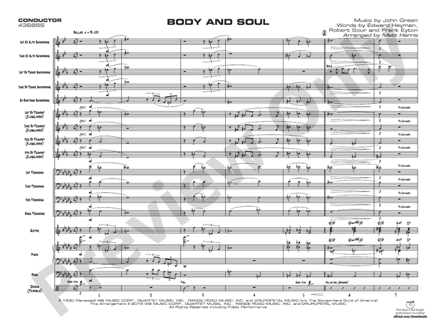 Body and Soul (Grade 3)- Jazz Ensemble Conductor Score & Parts(Digital Download)