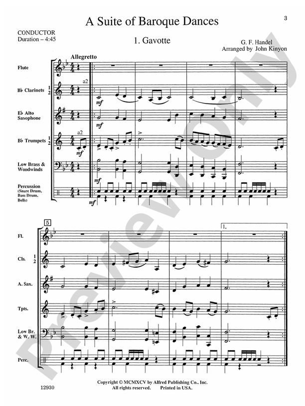 A Suite of Baroque Dances - Concert Band Conductor Score & Parts (Digital Download)