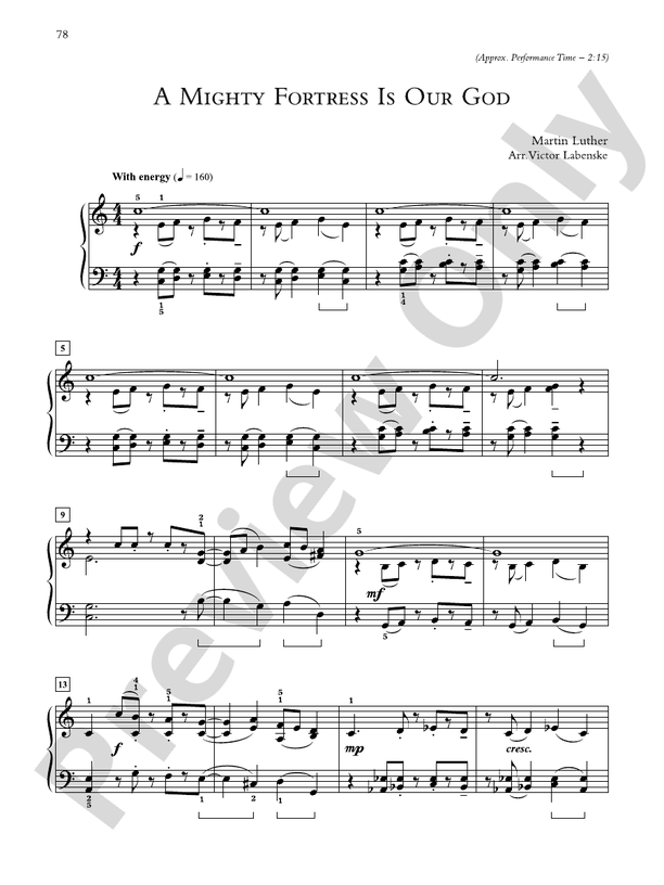 A Mighty Fortress Is Our God - Piano Solo (Digital Download)