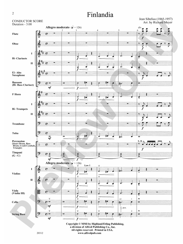 Finlandia (Grade 1) – Full Orchestra Conductor Score & Parts (Digital Download)