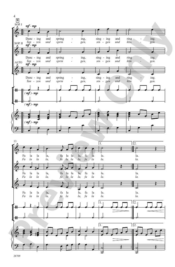 Dancing and Springing (Tanzen und Springen) – SSA Choral Octavo (Digital Download)