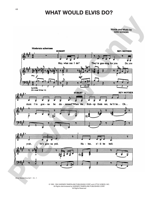 What Would Elvis Do? (from Nunsense II) - PVG (Digital Download)