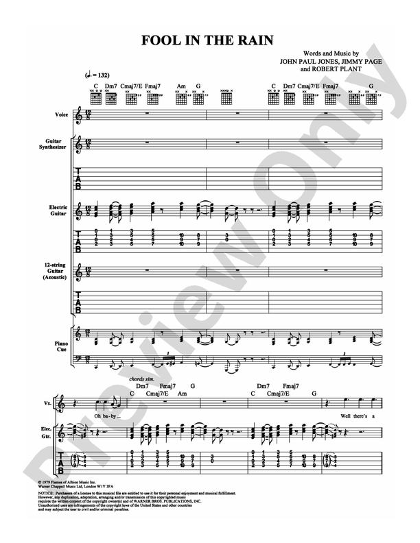 Fool in the Rain - Guitar TAB (Digital Download)
