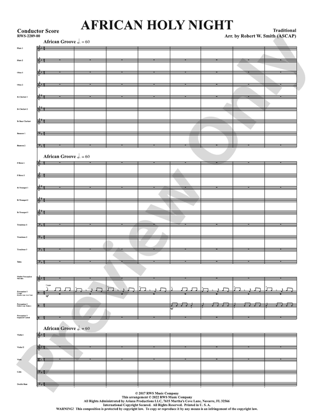 African Holy Night - Full Orchestra Conductor Score & Parts (Digital Download)