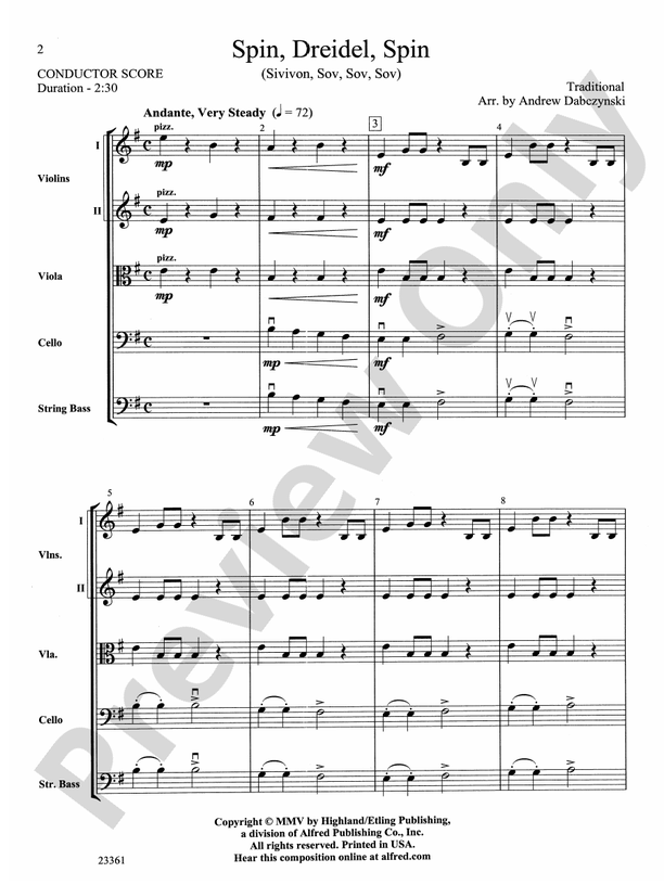 Spin, Dreidel, Spin – String Orchestra Conductor Score & Parts (Digital Download)