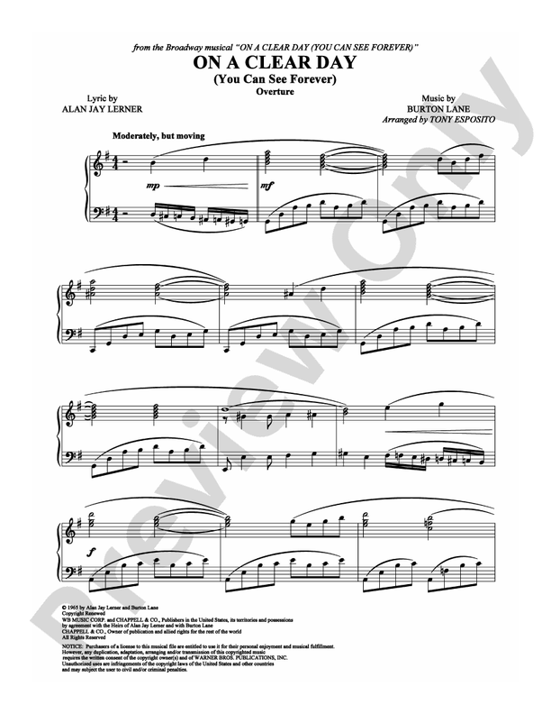 On A Clear Day (You Can See Forever) (Overture) - Piano (Digital Download)