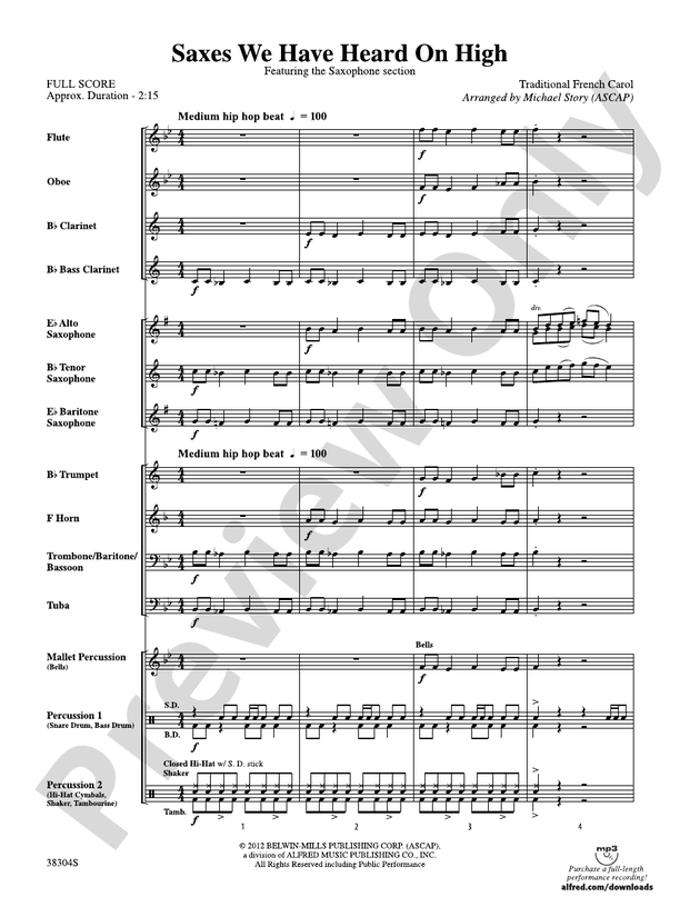 Saxes We Have Heard on High - Concert Band Conductor Score & Parts (Digital Download)