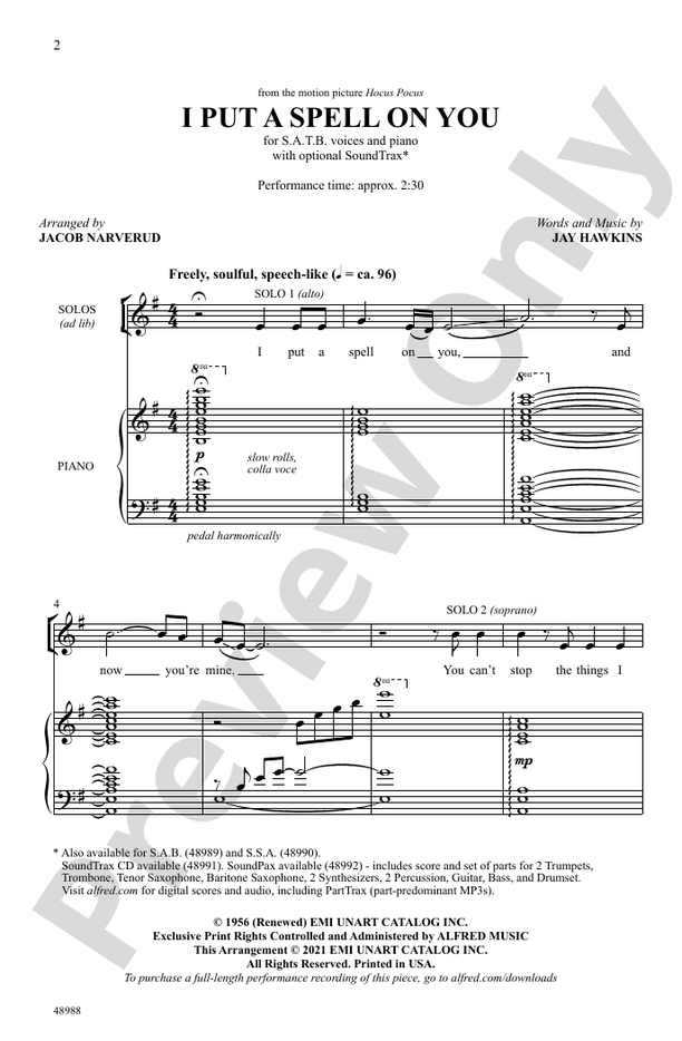 I Put a Spell on You - SATB Choral Octavo (Digital Download)