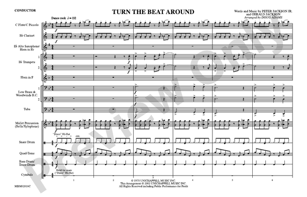 Turn the Beat Around – Marching Band Conductor Score & Parts (Digital Download)