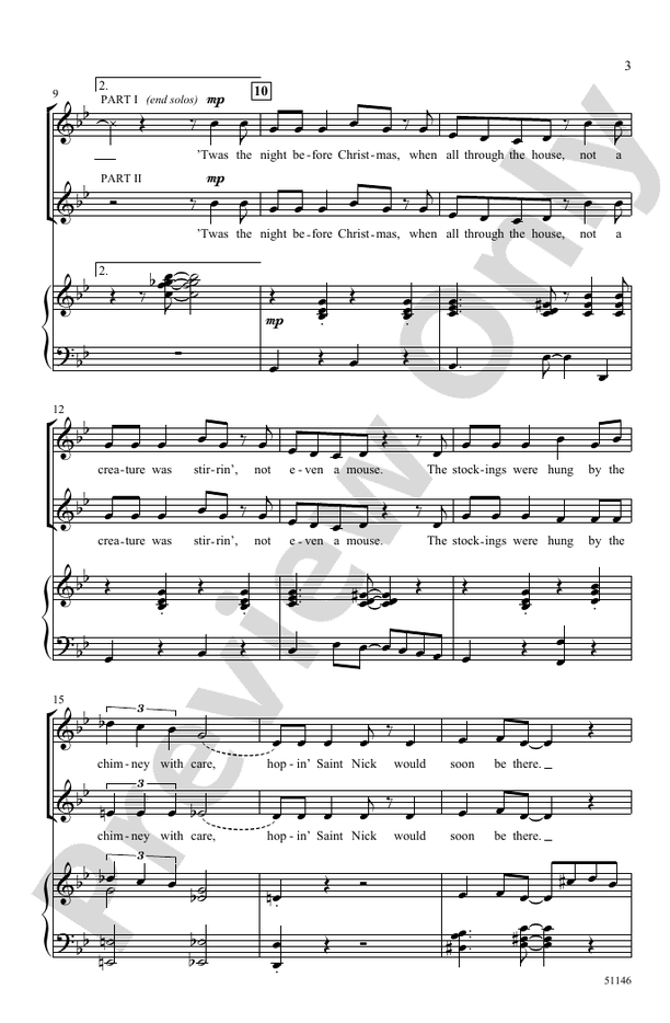 Twas the Night Before Christmas - 2 Part Treble Choral Octavo (Digital Download)