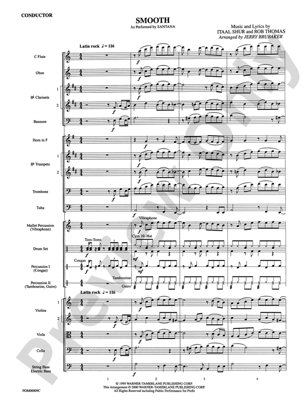 Smooth - Full Orchestra Conductor Score & Parts (Digital Download)