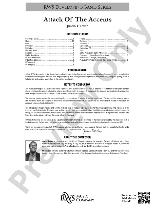 Attack of the Accents - Concert Band Conductor Score & Parts (Digital Download)