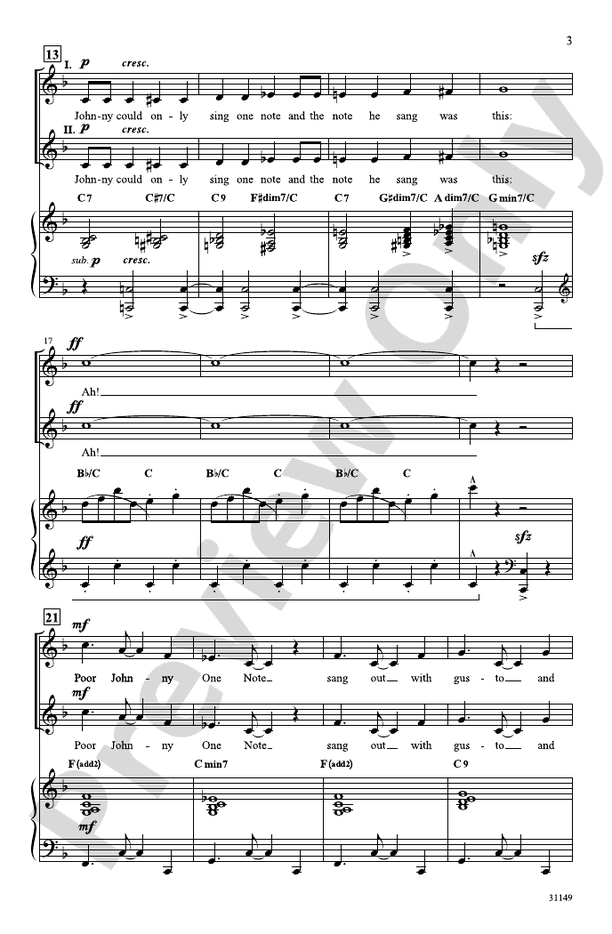 Johnny One Note – 2-Part Choral Octavo (Digital Download)