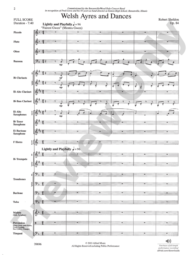 Welsh Ayres & Dances - Concert Band Conductor Score & Parts (Digital Download)