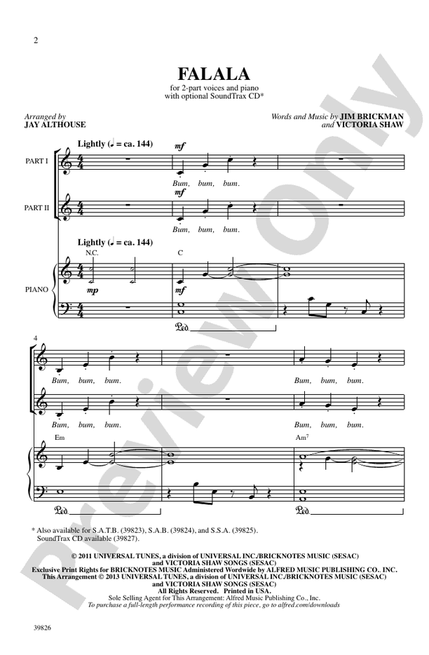 Falala – 2-Part Choral Octavo (Digital Download)