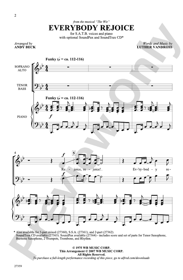 Everybody Rejoice (from The Wiz) – SATB Choral Octavo (Digital Download)