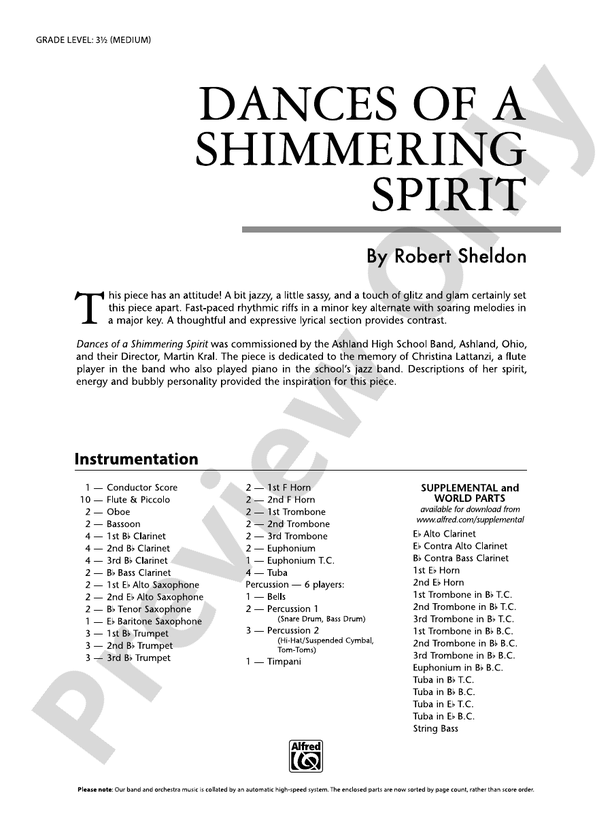 Dances of a Shimmering Spirit - Concert Band Conductor Score & Parts (Digital Download)