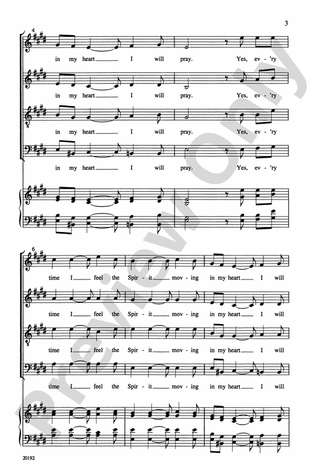 Ev'ry Time I Feel the Spirit – SATB divisi, a cappella Choral Octavo (Digital Download)