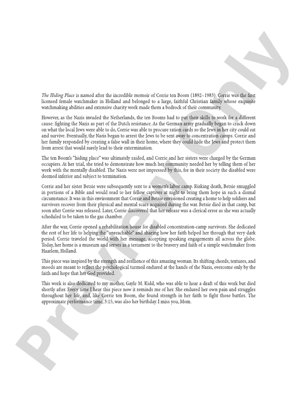 The Hiding Place - Concert Band Conductor Score & Parts (Digital Download)