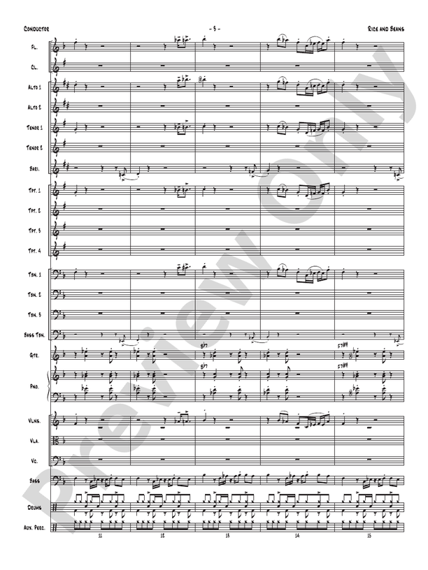Rice and Beans - Jazz Ensemble Conductor Score & Parts(Digital Download)