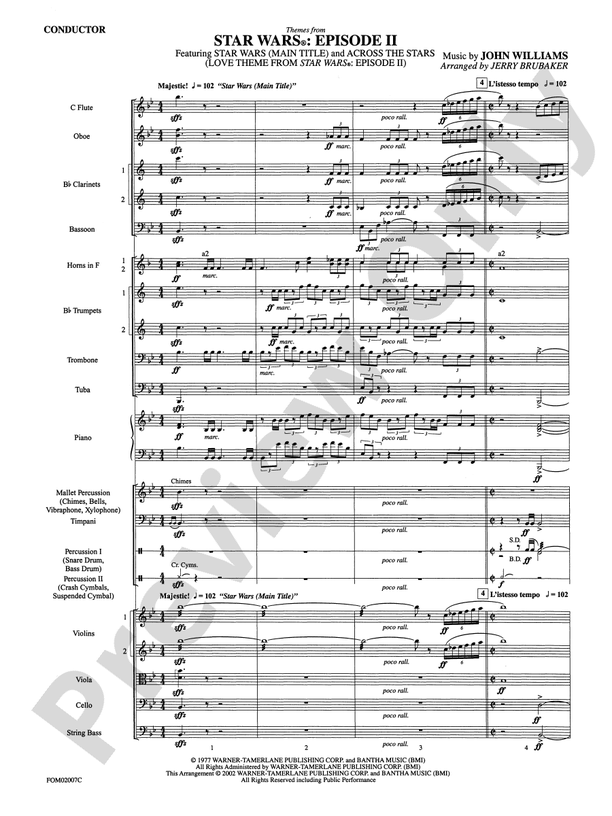 Star Wars: Episode II Attack of the Clones - Full Orchestra Conductor Score & Parts (Digital Download)