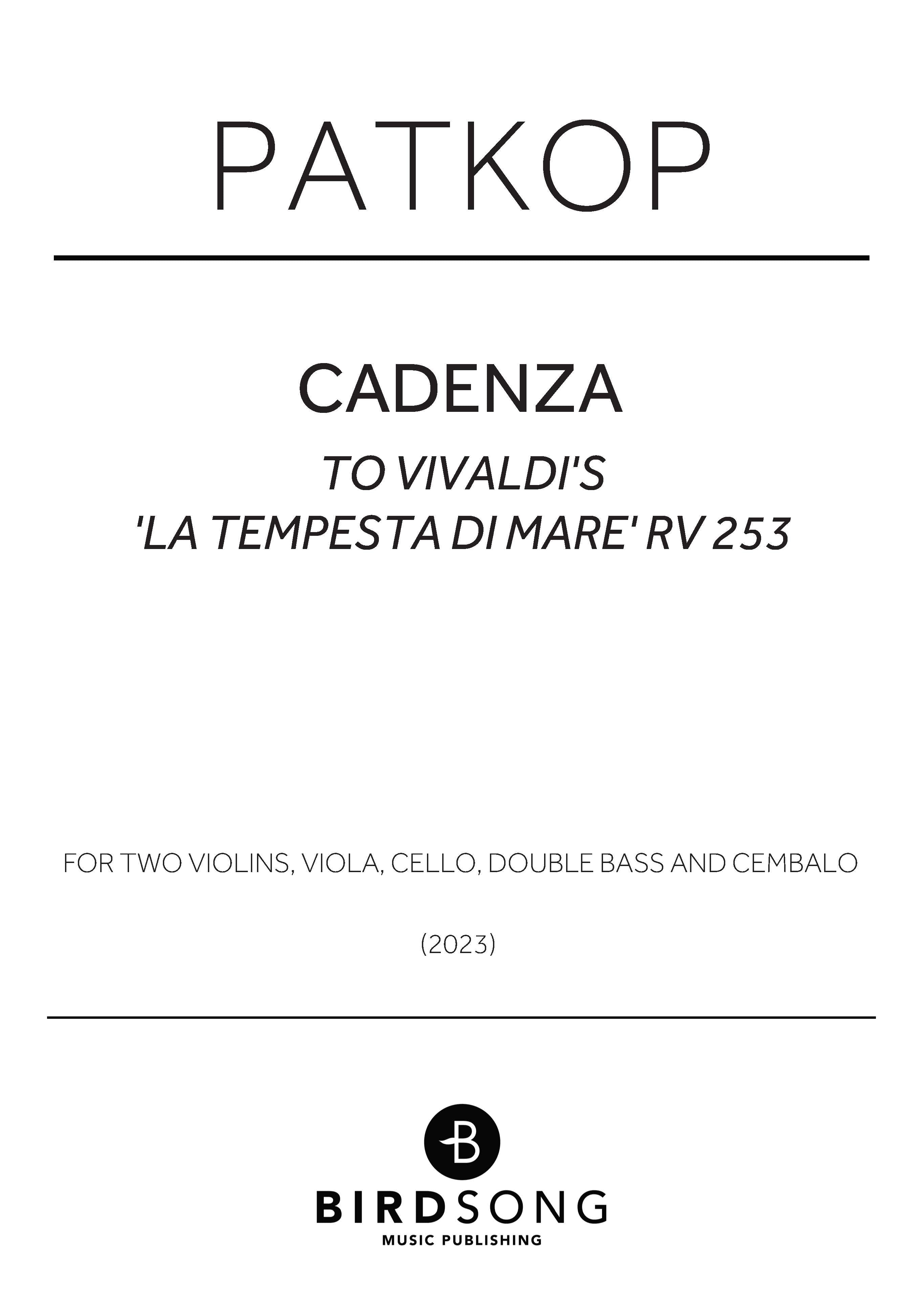 Cadenza to Vivaldi's 'La tempesta di mare' RV 253 - Instrumental Ensemble (Digital Download)