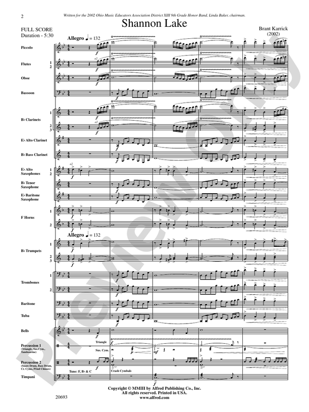 Shannon Lake - Concert Band Conductor Score & Parts (Digital Download)
