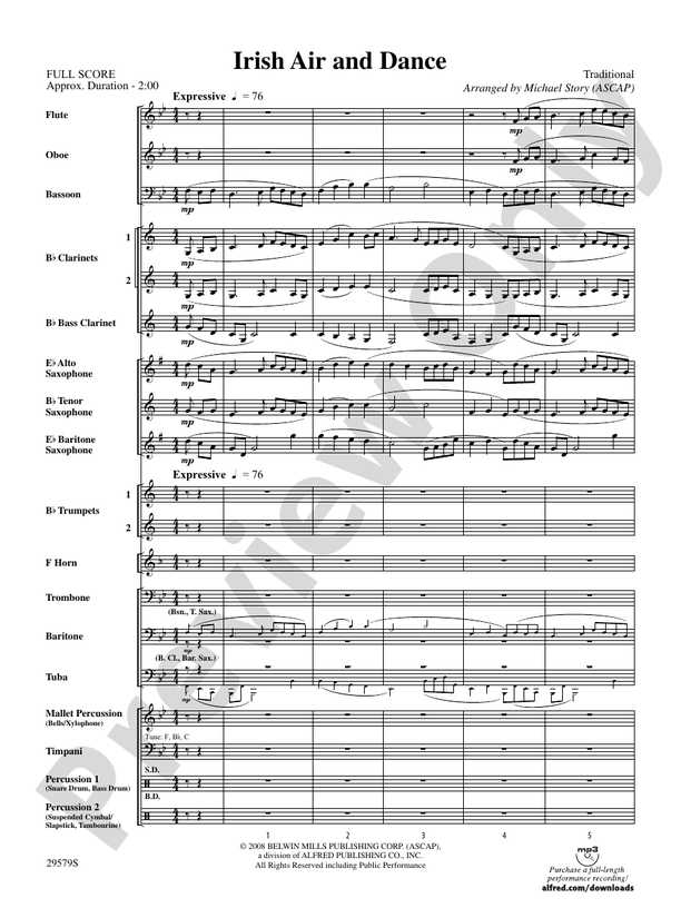 Irish Air and Dance - Concert Band Conductor Score & Parts (Digital Download)