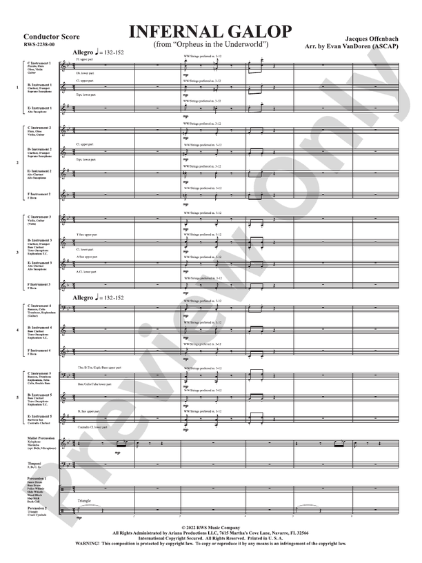 Infernal Galop - From Orpheus in the Underworld (Custom Concert Band) - Concert Band Conductor Score & Parts(Digital Download)