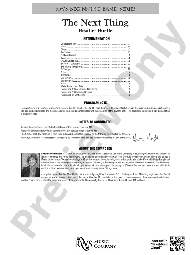 The Next Thing - Concert Band Conductor Score & Parts (Digital Download)