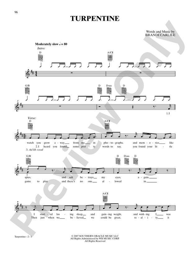 Turpentine - Guitar TAB (Digital Download)