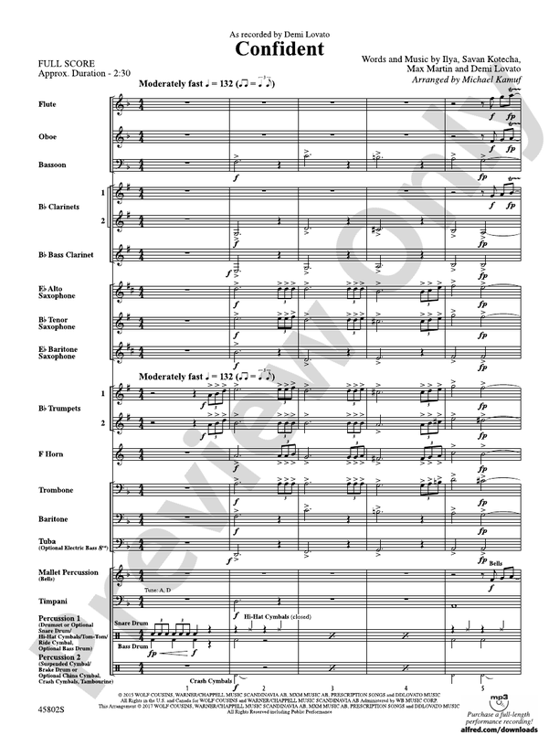 Confident - Concert Band Conductor Score & Parts (Digital Download)