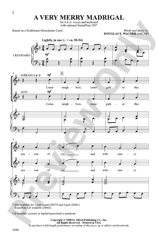 A Very Merry Madrigal - SSA Choral Octavo (Digital Download)