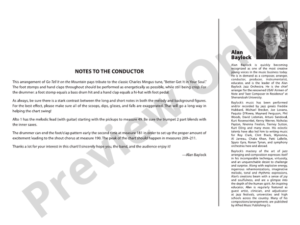 Go Tell It on the Mountain (Grade 3) - Jazz Ensemble Conductor Score & Parts(Digital Download)