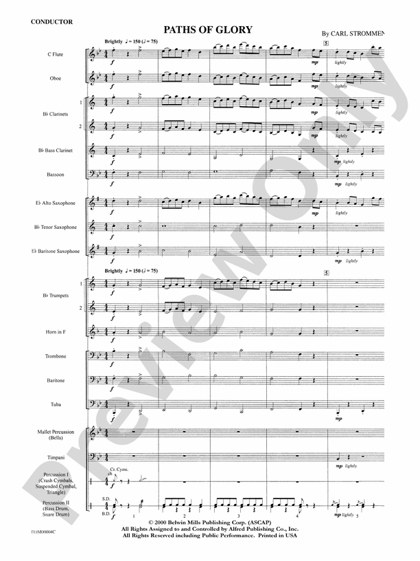 Paths of Glory - Concert Band Conductor Score & Parts (Digital Download)