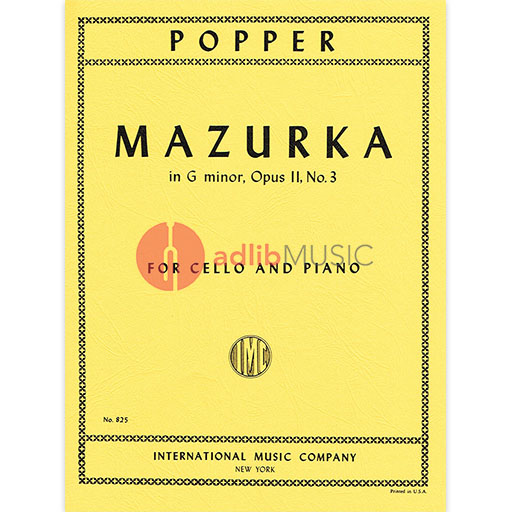 Mazurka in G minor Op. 11 No.3 - for Cello and Piano - David Popper - Cello IMC