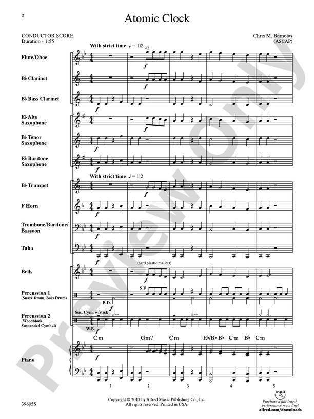 Atomic Clock (Chris M Bernotas) - Concert Band Conductor Score & Parts (Digital Download)