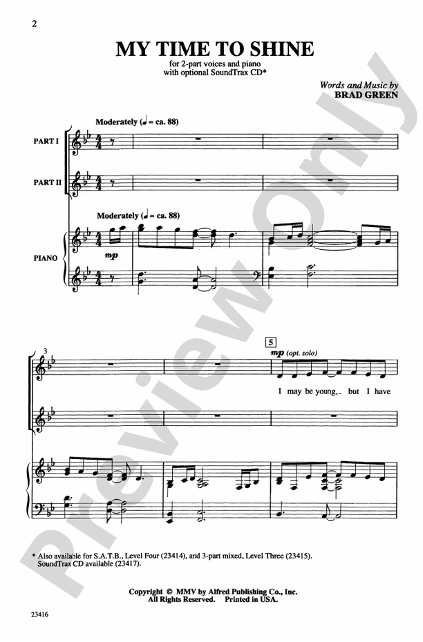 My Time to Shine – 2-Part Choral Octavo (Digital Download)