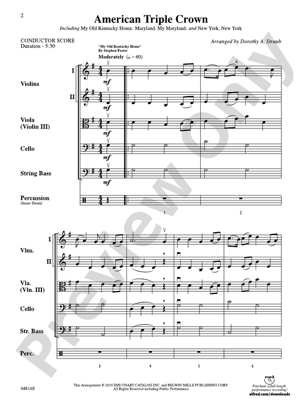 American Triple Crown - String Orchestra Conductor Score & Parts (Digital Download)