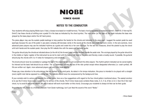 Niobe - Jazz Ensemble Conductor Score & Parts(Digital Download)