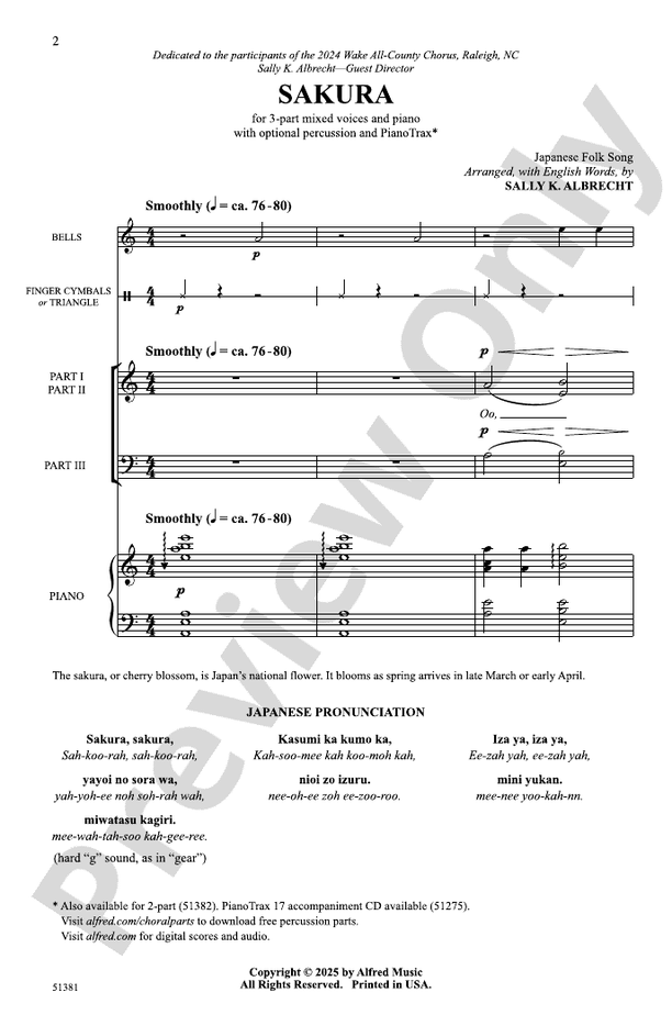 Sakura - 3 Part Mixed Choral Octavo (Digital Download)