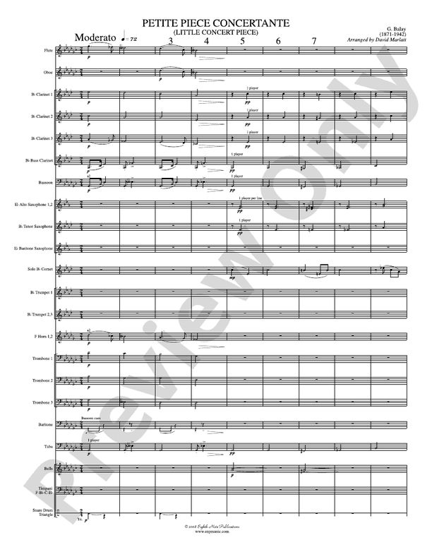 Petite Piece Concertante (Little Concert Piece) (Solo Cornet and Concert Band) - Concert Band Conductor Score & Parts (Digital Download)