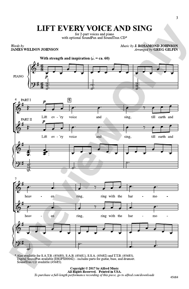 Lift Every Voice and Sing – 2-Part Choral Octavo (Digital Download)