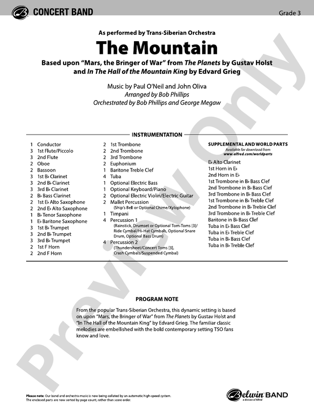 The Mountain - Concert Band Conductor Score & Parts (Digital Download)