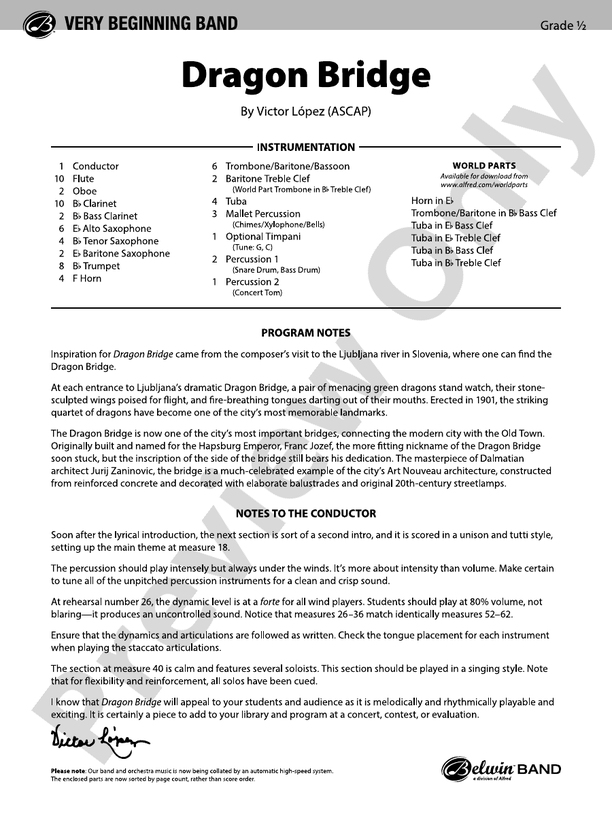 Dragon Bridge - Concert Band Conductor Score & Parts (Digital Download)