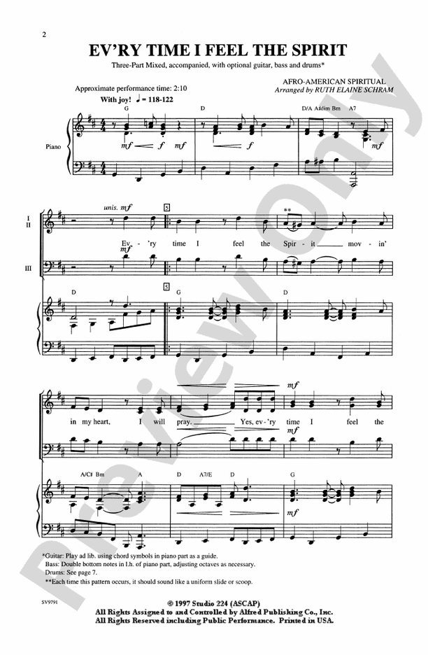 Ev'ry Time I Feel the Spirit – 3-Part Mixed Choral Octavo (Digital Download)