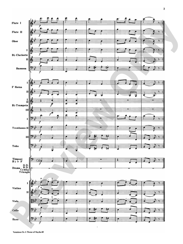 Variations on a Theme of Haydn – Full Orchestra Conductor Score & Parts (Digital Download)