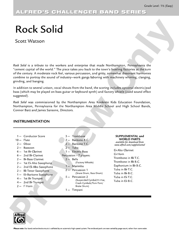 Rock Solid (Grade 1.5) - Concert Band Conductor Score & Parts (Digital Download)